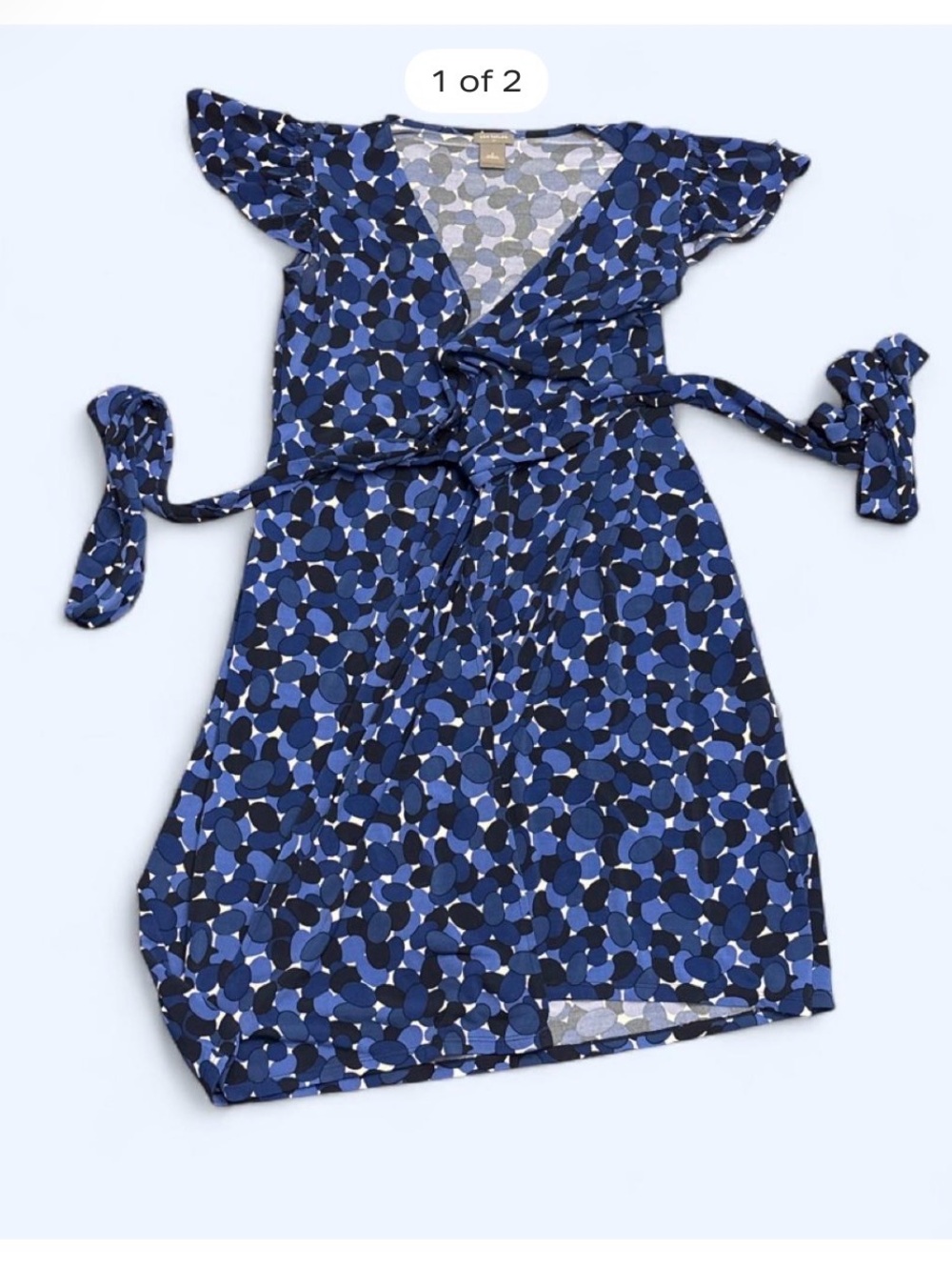 Ann Taylor Blue Patterned Wrap Dress